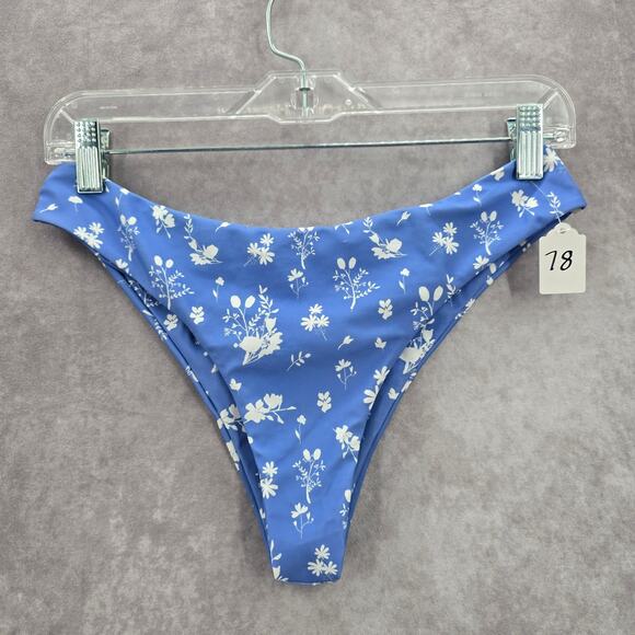 Zaful Purple Floral Print Bikini Cheeky Thong High Leg Bottom Swimwear Medium - Picture 1 of 4